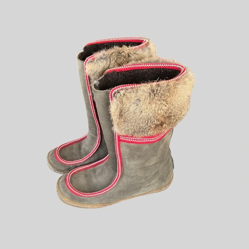 Tory Burch Gray Lambskin Suede.